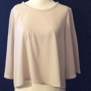 B jewel beige color blouse kimono sleeves # M